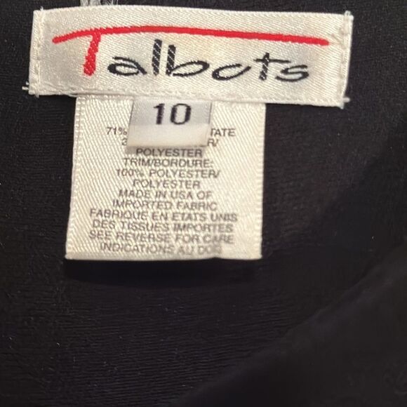 Talbots Black Dress With White Trim Size 10 Short Sleeve - Picture 3 of 6
